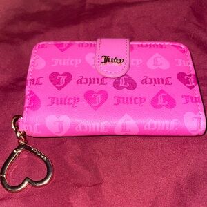 Juicy Couture Pink Logo Wallet with Gold Heart Charm